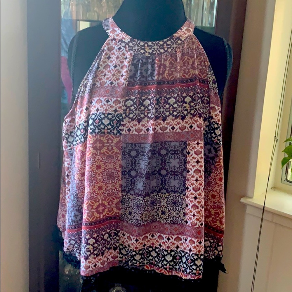 High neck sleeveless top Fits like Large